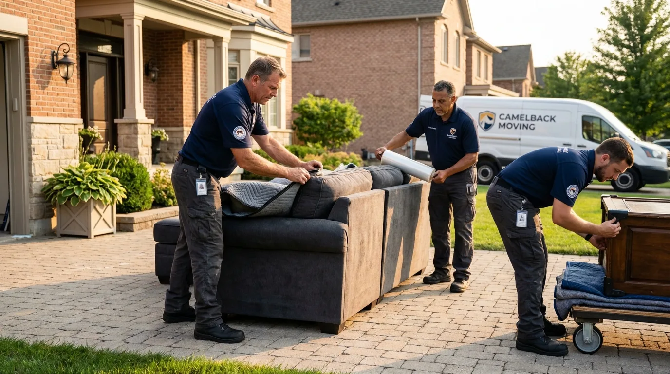 Large estate moving crew wrapping furniture in Trujillo Alto, PR